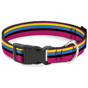 Plastic Clip Collar - Racing Stripes Pink/Yellow/Blue/Black Plastic Clip Collars Buckle-Down