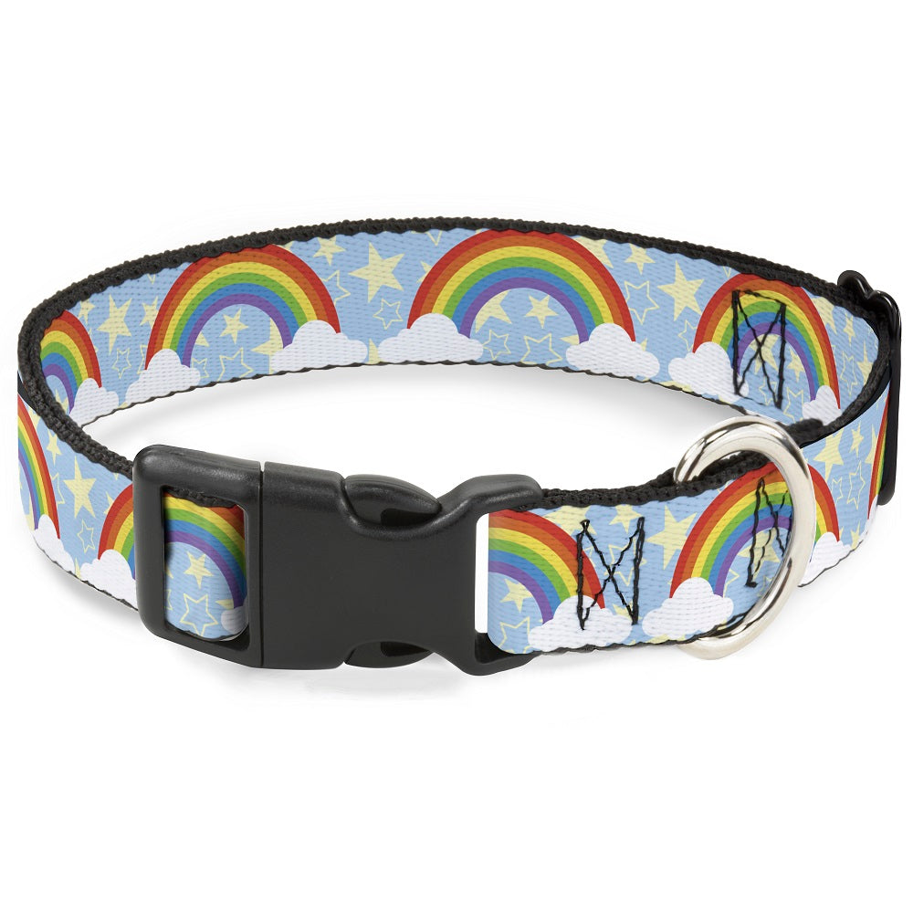 Plastic Clip Collar - Rainbows & Stars Light Blue/Yellow/Rainbow Plastic Clip Collars Buckle-Down
