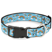 Plastic Clip Collar - Rainbows Scattered Blue Plastic Clip Collars Buckle-Down