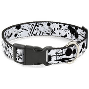 Plastic Clip Collar - Splatter White/Black Plastic Clip Collars Buckle-Down