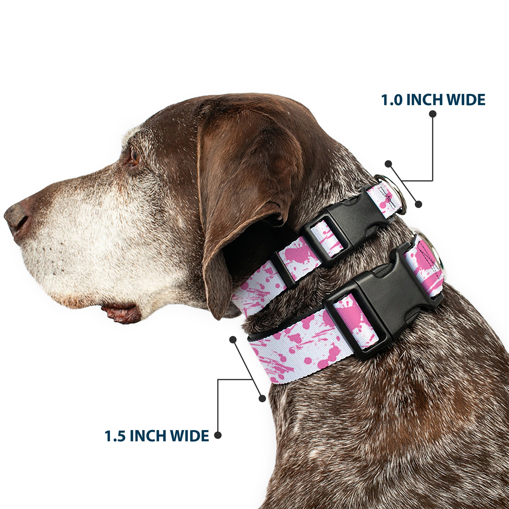Plastic Clip Collar - Splatter White/Pink Plastic Clip Collars Buckle-Down