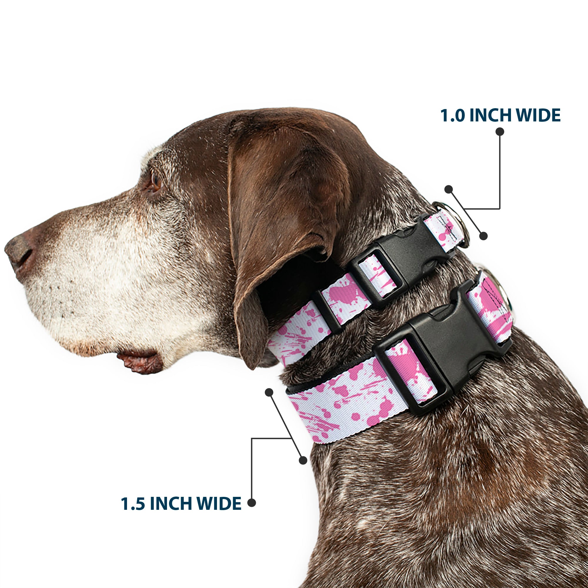Plastic Clip Collar - Splatter White/Pink Plastic Clip Collars Buckle-Down