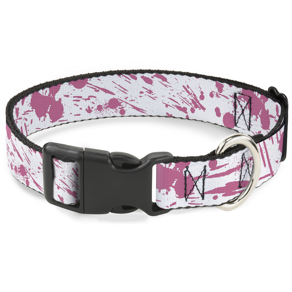 Plastic Clip Collar - Splatter White/Pink Plastic Clip Collars Buckle-Down