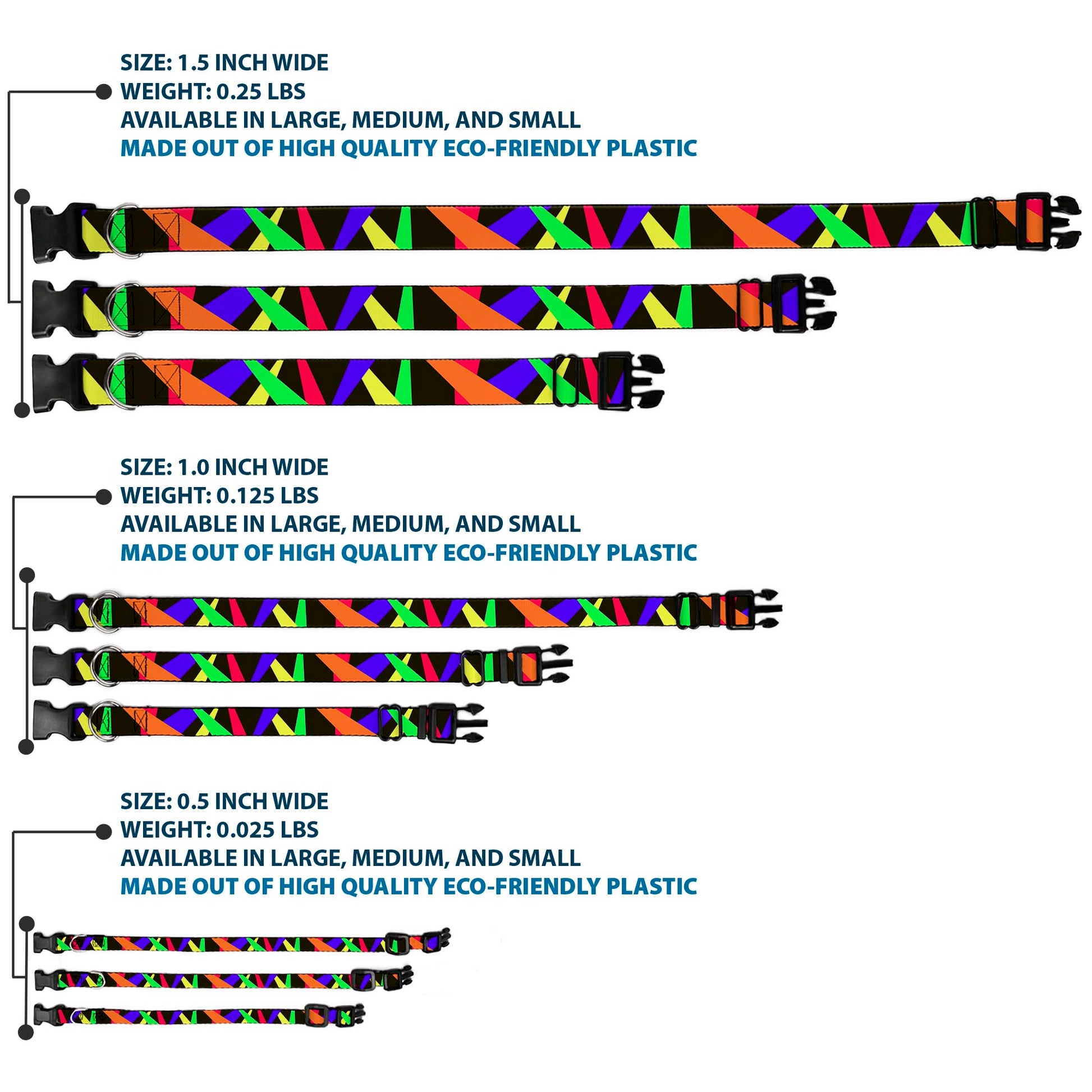 Plastic Clip Collar - Spotlight Black/Multi Neon Plastic Clip Collars Buckle-Down