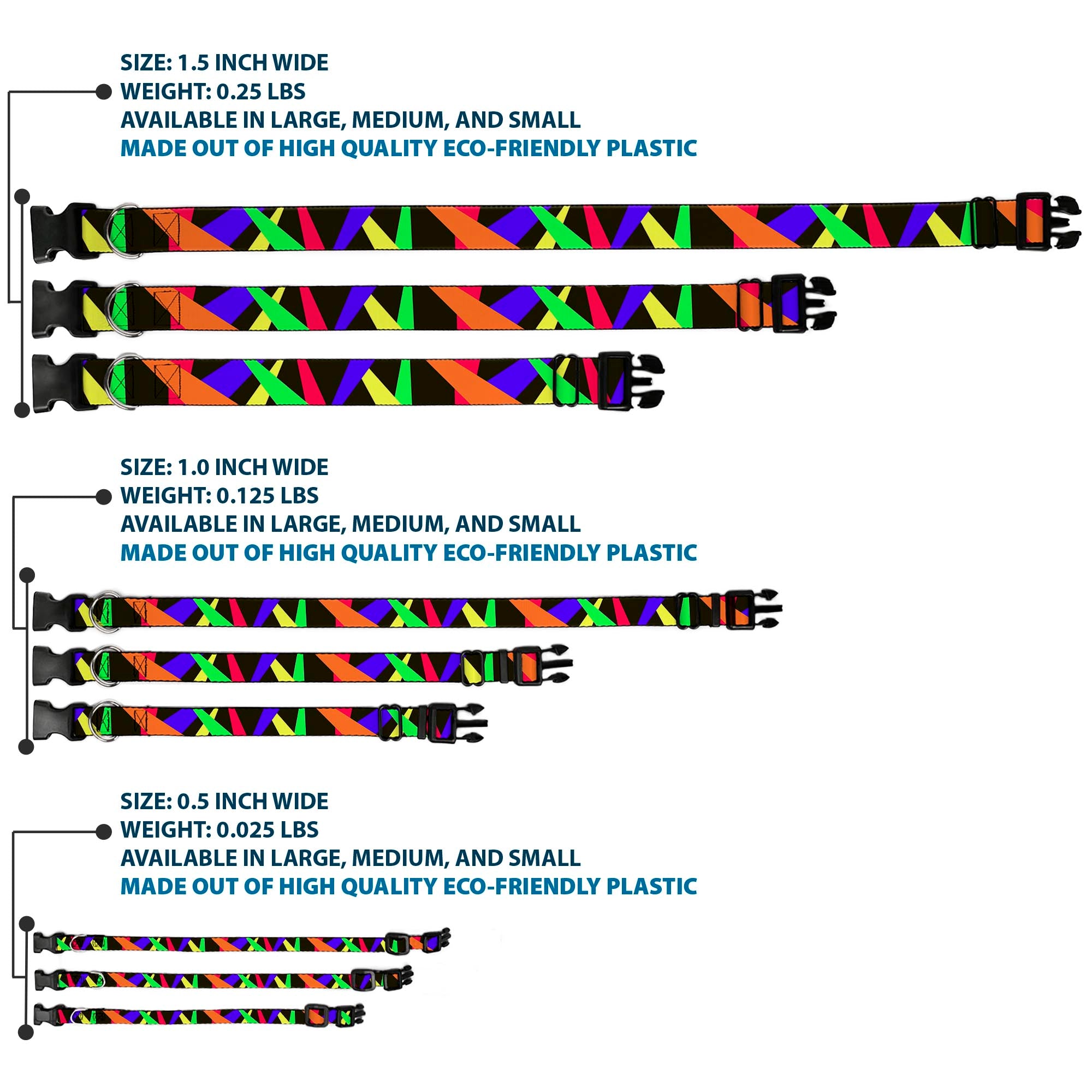 Plastic Clip Collar - Spotlight Black/Multi Neon Plastic Clip Collars Buckle-Down