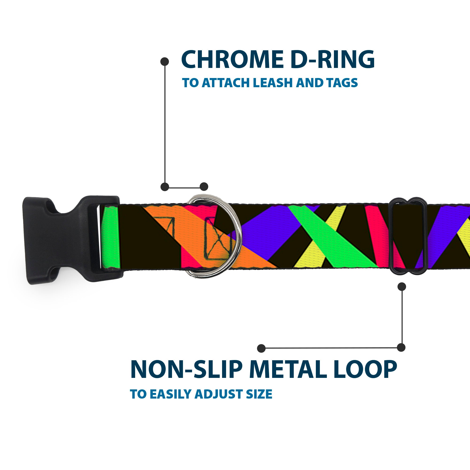 Plastic Clip Collar - Spotlight Black/Multi Neon Plastic Clip Collars Buckle-Down