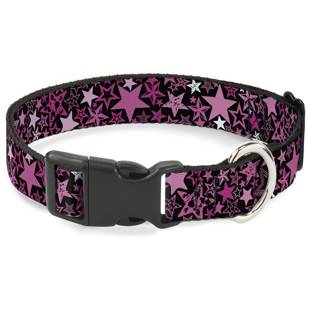 Plastic Clip Collar - Stargazer Black/Pink Plastic Clip Collars Buckle-Down