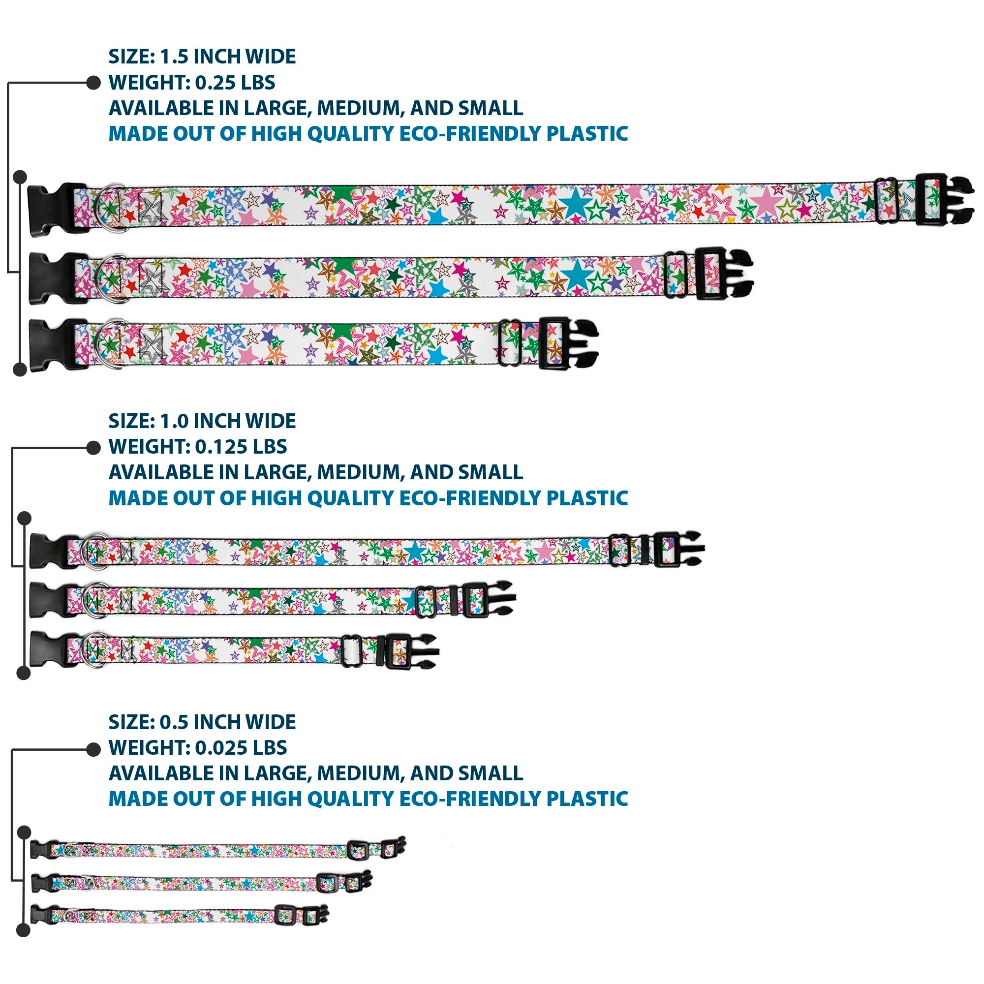 Plastic Clip Collar - Stargazer White/Multi Color Plastic Clip Collars Buckle-Down