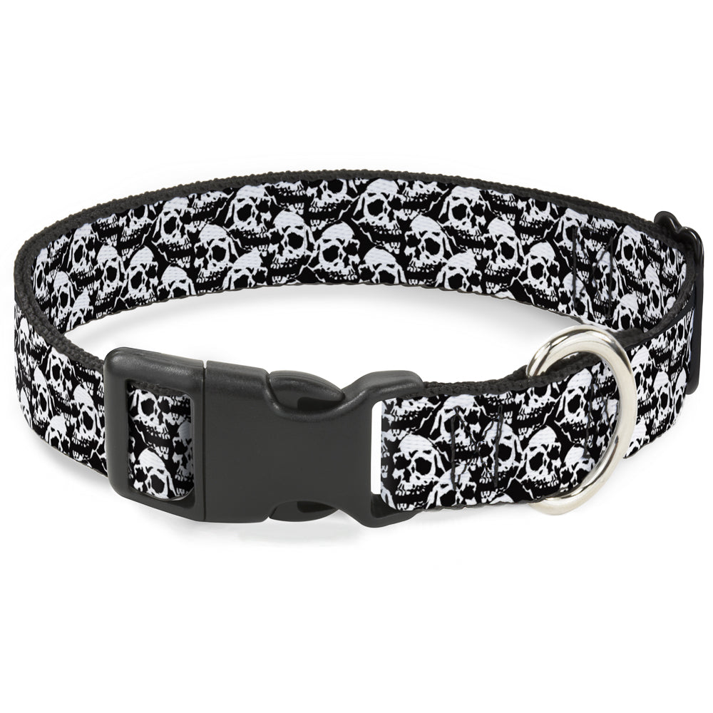 Plastic Clip Collar - Skull Yard Black/White Plastic Clip Collars Buckle-Down
