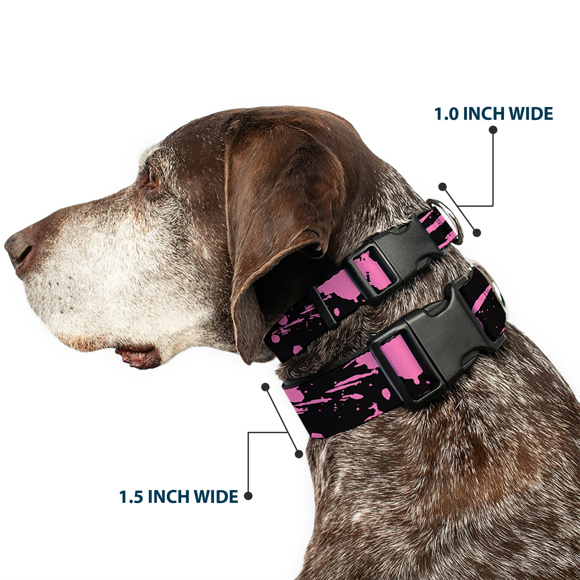 Plastic Clip Collar - Splatter Black/Pink Plastic Clip Collars Buckle-Down