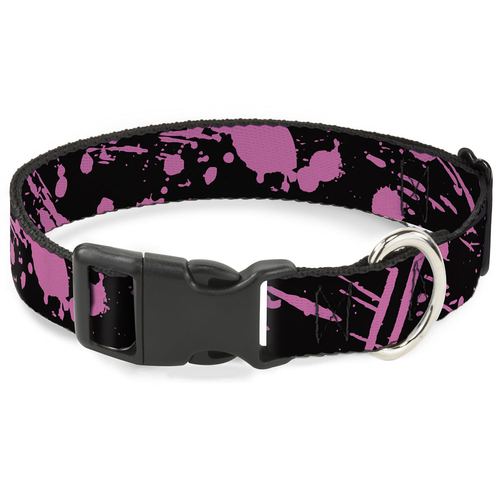 Plastic Clip Collar - Splatter Black/Pink Plastic Clip Collars Buckle-Down