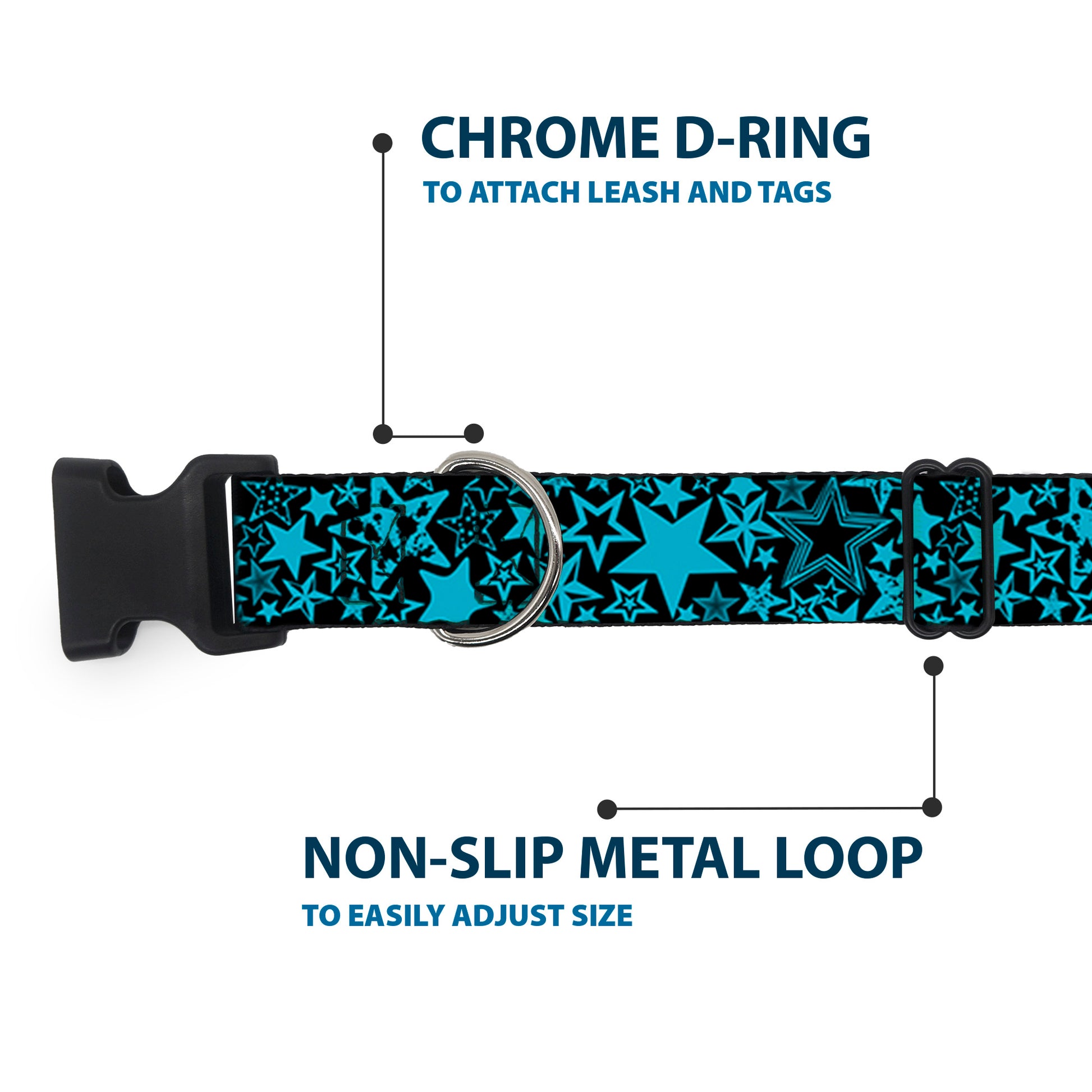 Plastic Clip Collar - Stargazer Black/Blue Plastic Clip Collars Buckle-Down