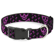 Plastic Clip Collar - Skull w/Babies Black/Fuchsia Plastic Clip Collars Buckle-Down