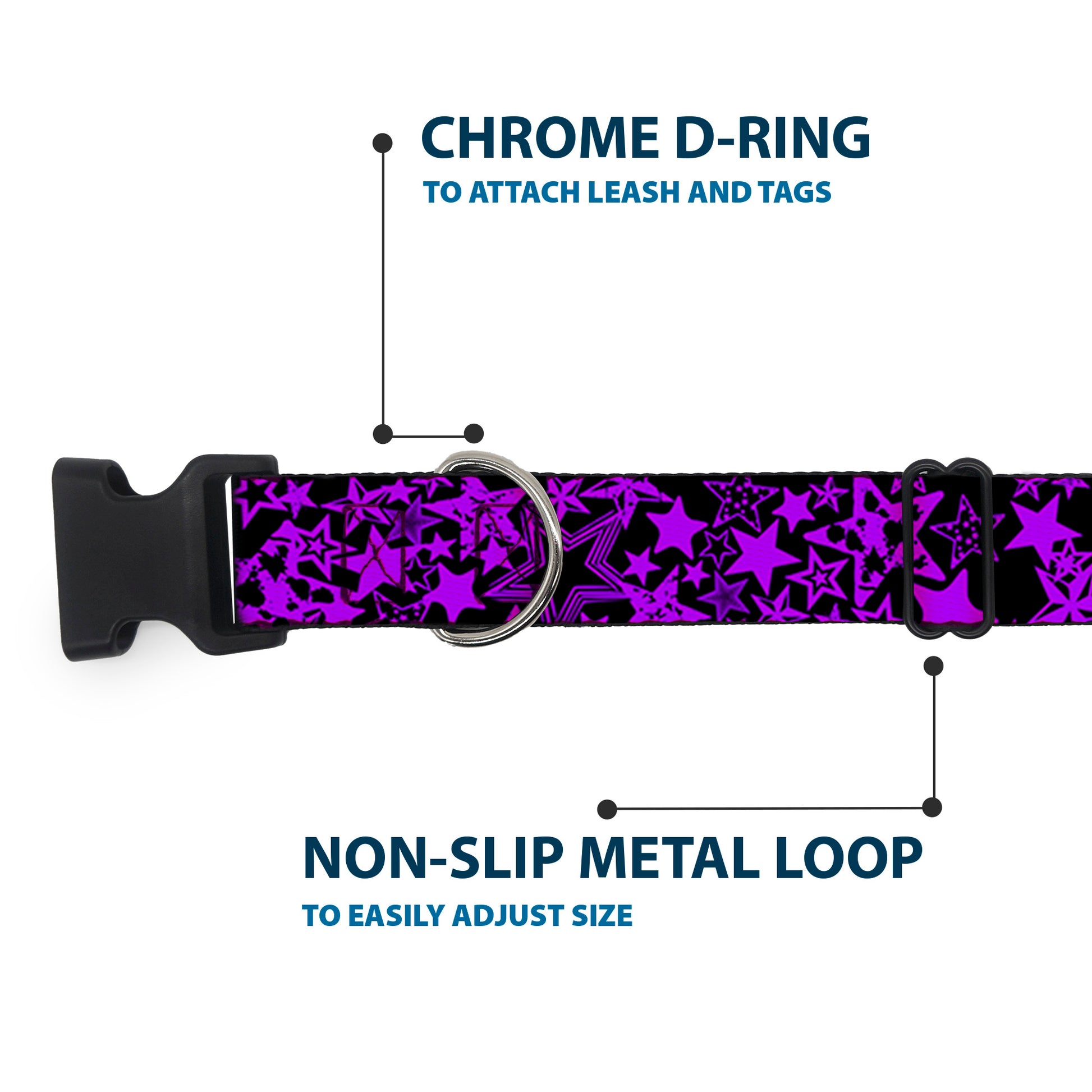 Plastic Clip Collar - Stargazer Black/Purple Plastic Clip Collars Buckle-Down