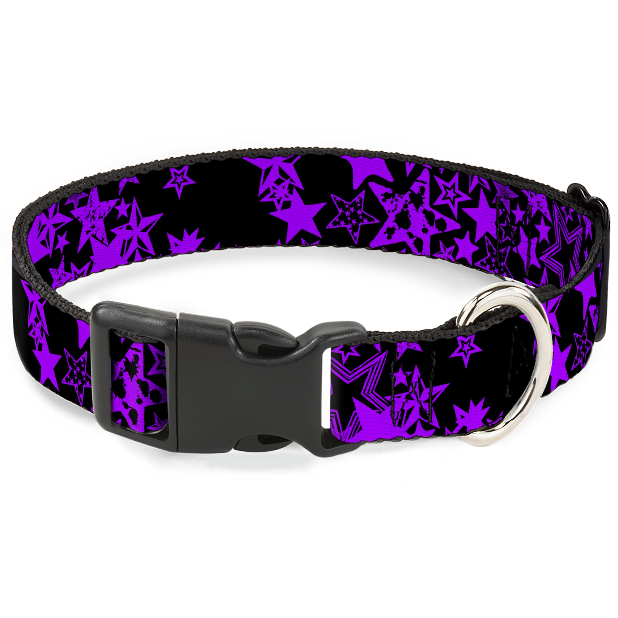 Plastic Clip Collar - Stargazer Black/Purple Plastic Clip Collars Buckle-Down