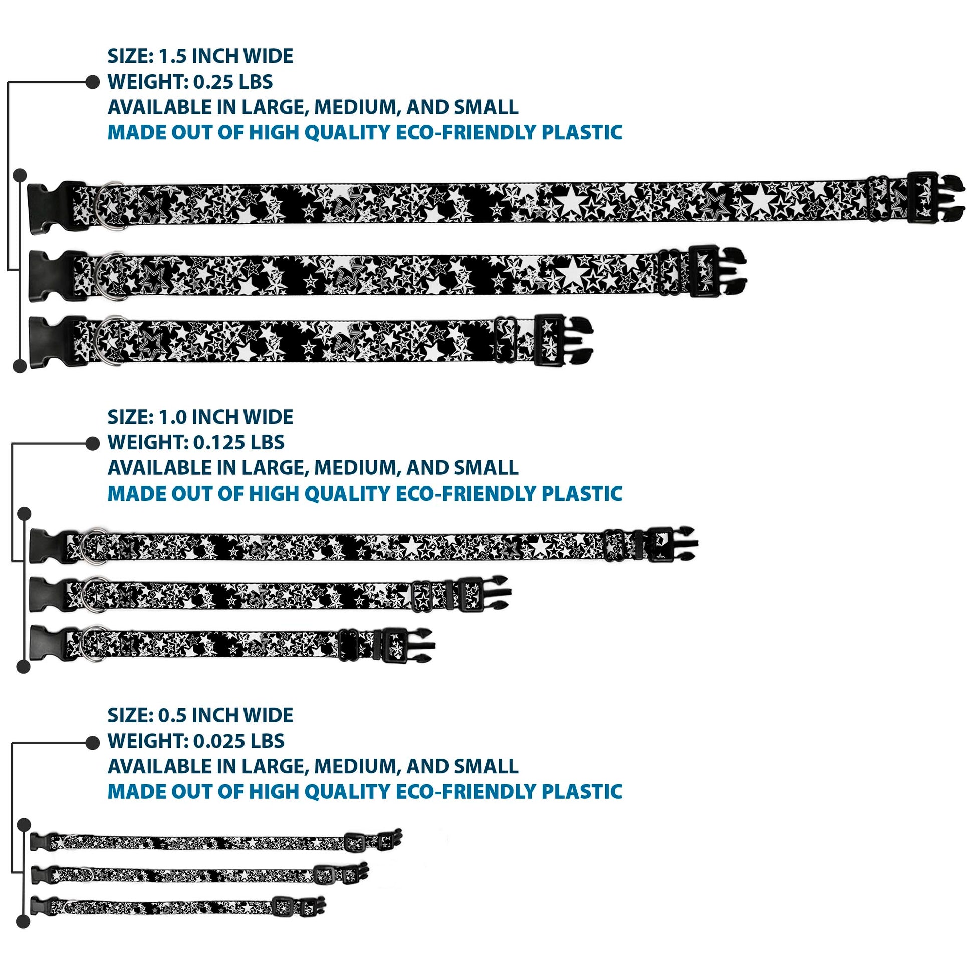 Plastic Clip Collar - Stargazer Black/White Plastic Clip Collars Buckle-Down