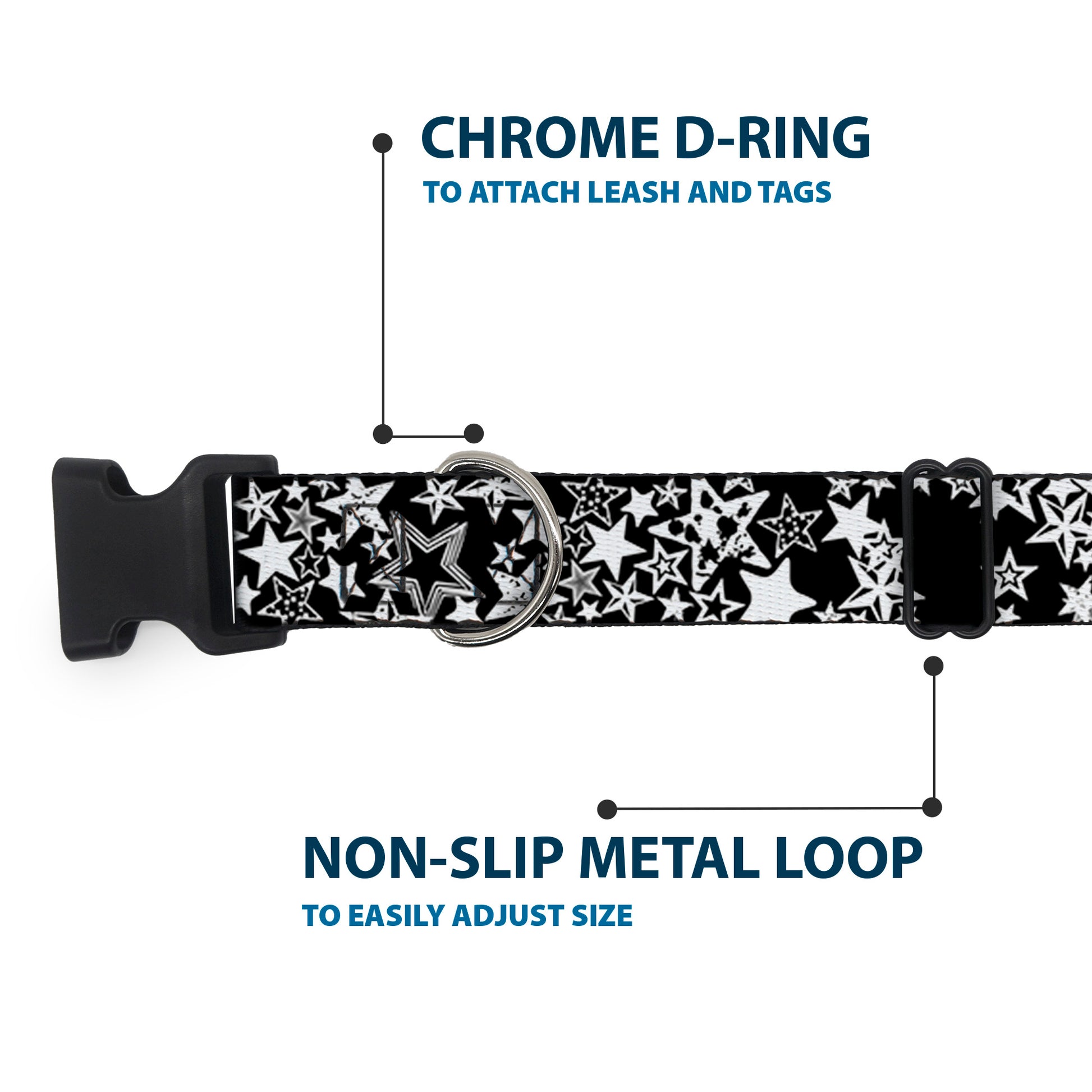 Plastic Clip Collar - Stargazer Black/White Plastic Clip Collars Buckle-Down