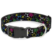 Plastic Clip Collar - Sketch Stars Black/Multi Color Plastic Clip Collars Buckle-Down