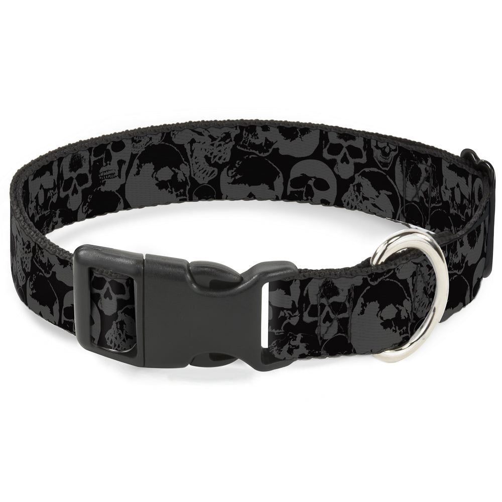 Plastic Clip Collar - Skull Pile Black/Gray Plastic Clip Collars Buckle-Down