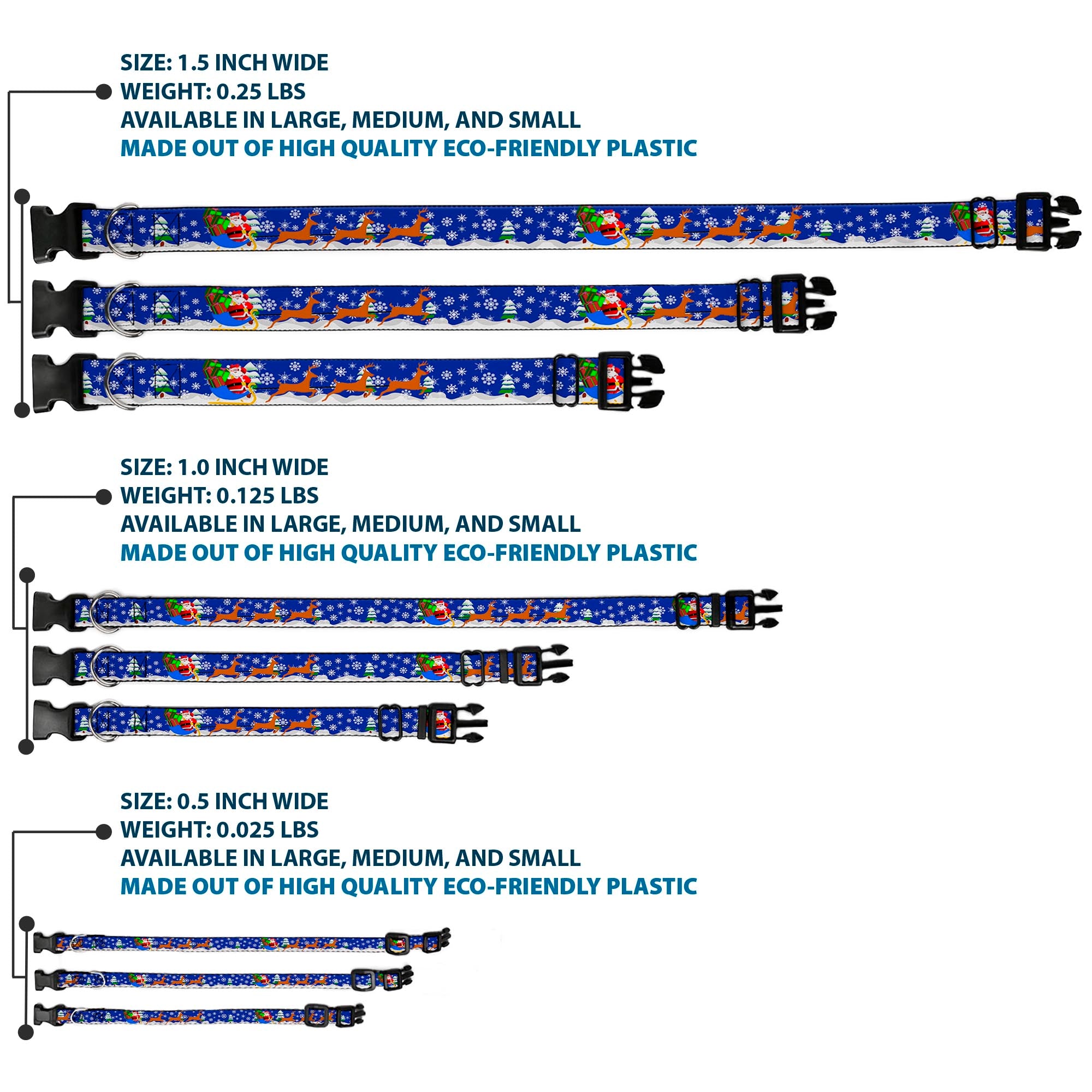 Plastic Clip Collar - Santa & Reindeers Plastic Clip Collars Buckle-Down