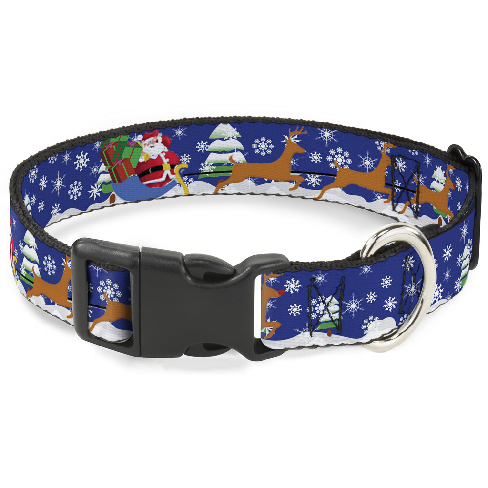 Plastic Clip Collar - Santa & Reindeers Plastic Clip Collars Buckle-Down
