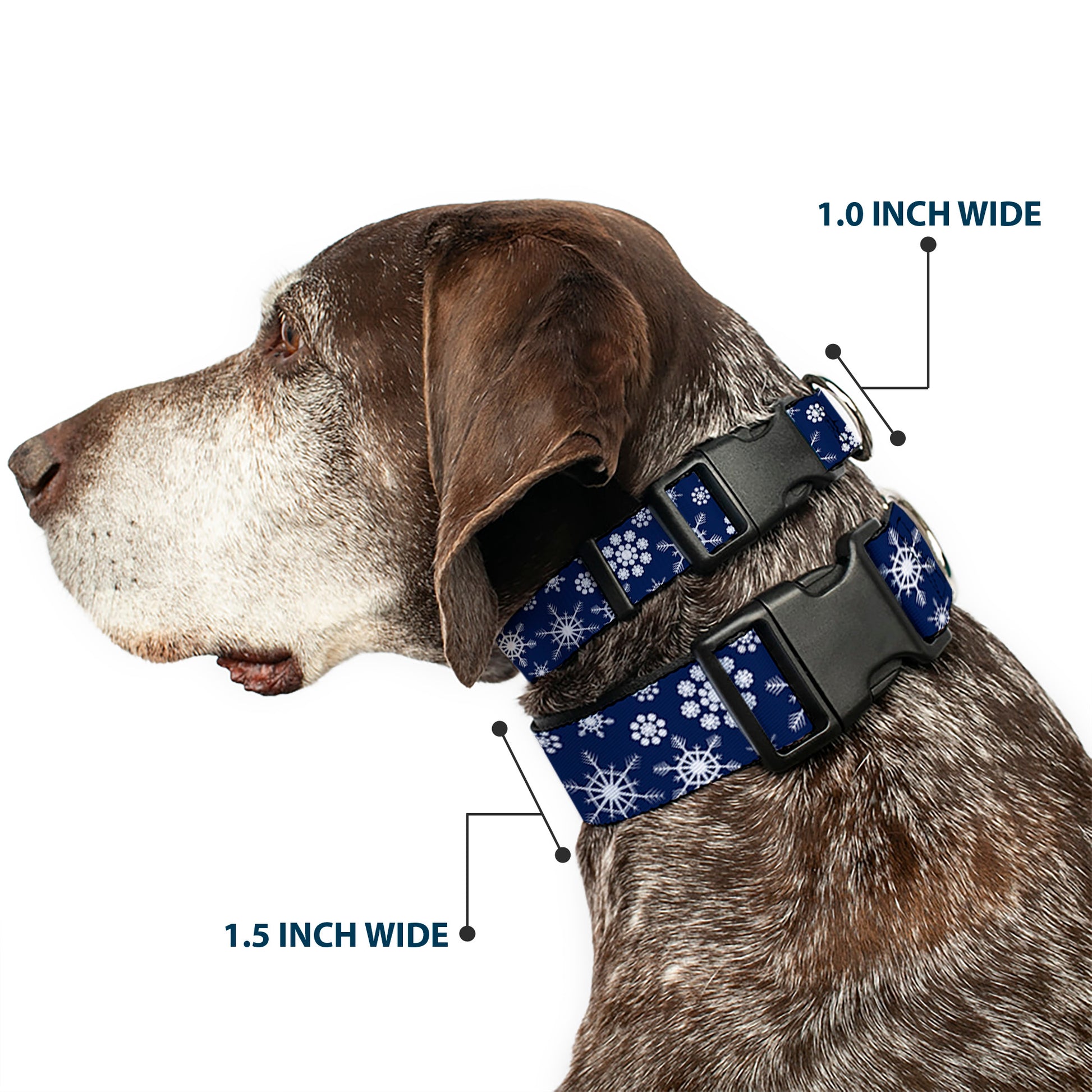 Plastic Clip Collar - Snowflakes Blue/White Plastic Clip Collars Buckle-Down