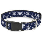 Plastic Clip Collar - Snowflakes Blue/White Plastic Clip Collars Buckle-Down