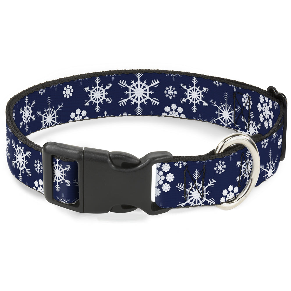 Plastic Clip Collar - Snowflakes Blue/White Plastic Clip Collars Buckle-Down
