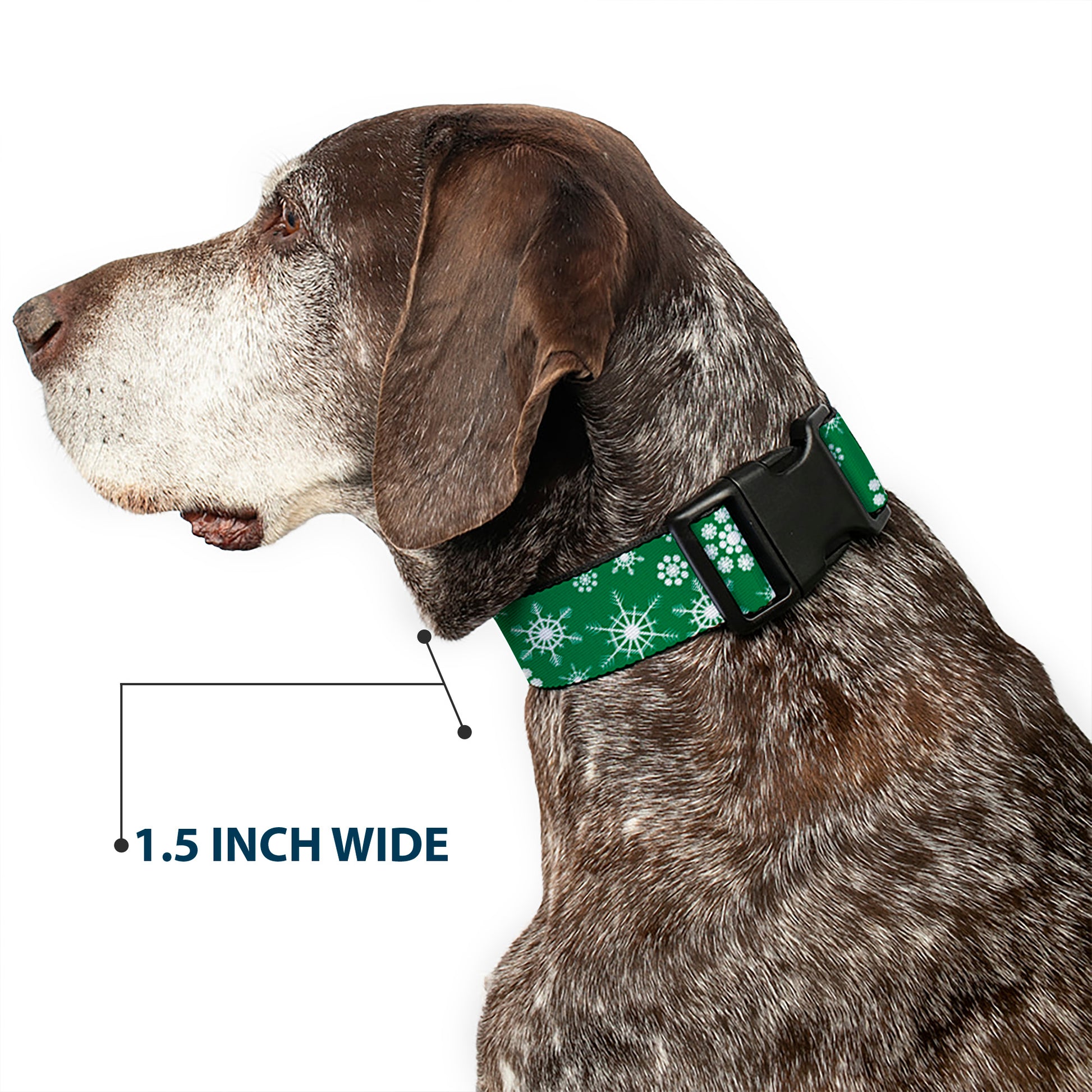 Plastic Clip Collar - Snowflakes Green/White Plastic Clip Collars Buckle-Down