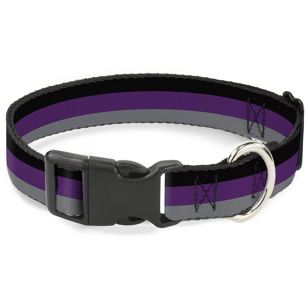 Plastic Clip Collar - Stripes Black/Purple/Gray Plastic Clip Collars Buckle-Down