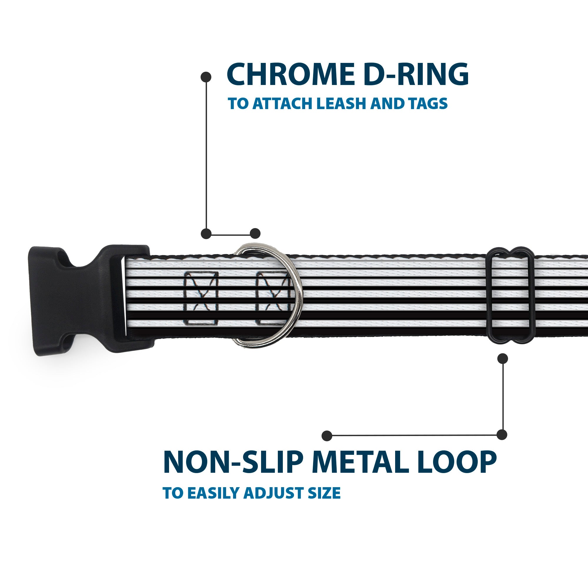 Plastic Clip Collar - Stripe Transition Black/White Plastic Clip Collars Buckle-Down