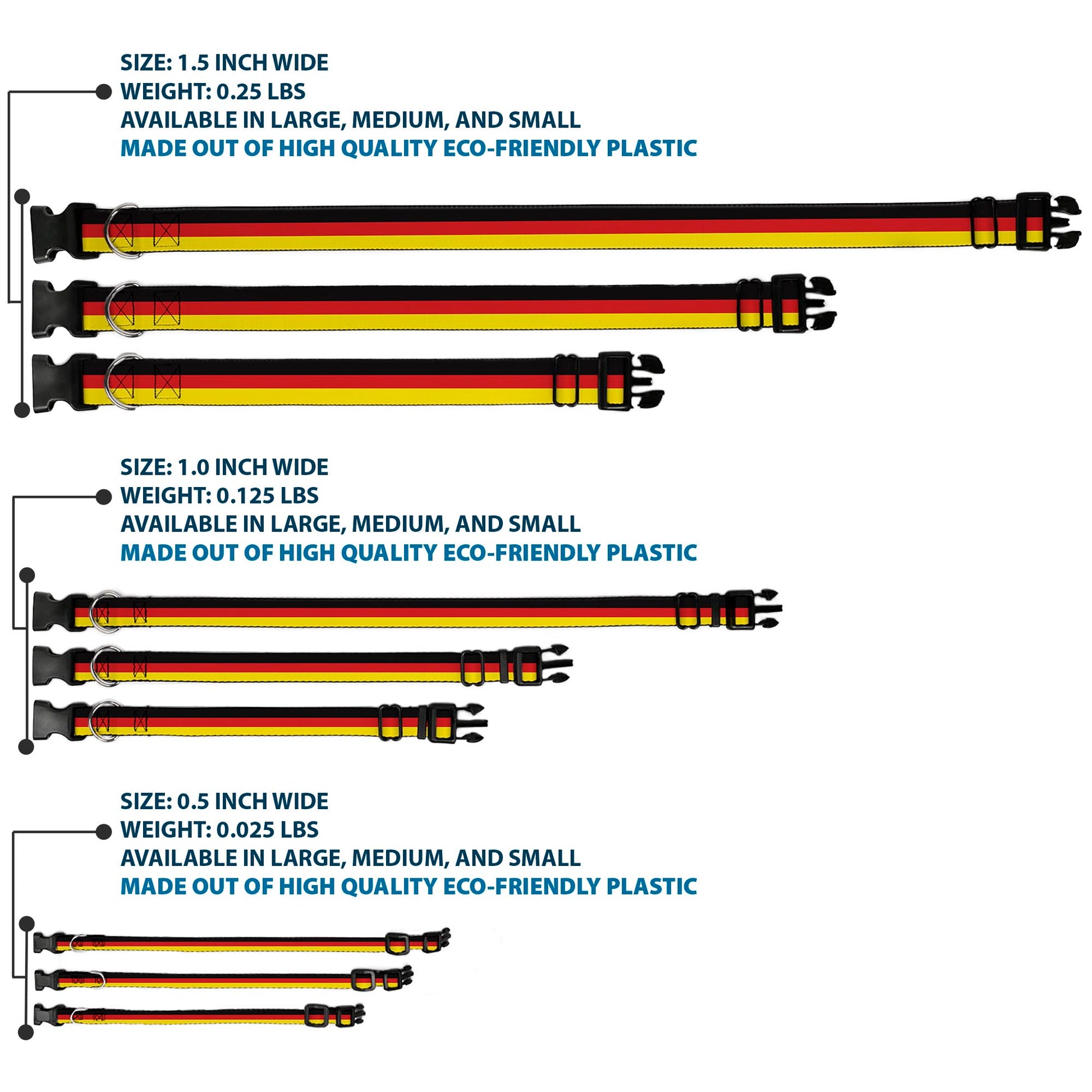 Plastic Clip Collar - Stripes Black/Red/Yellow Plastic Clip Collars Buckle-Down