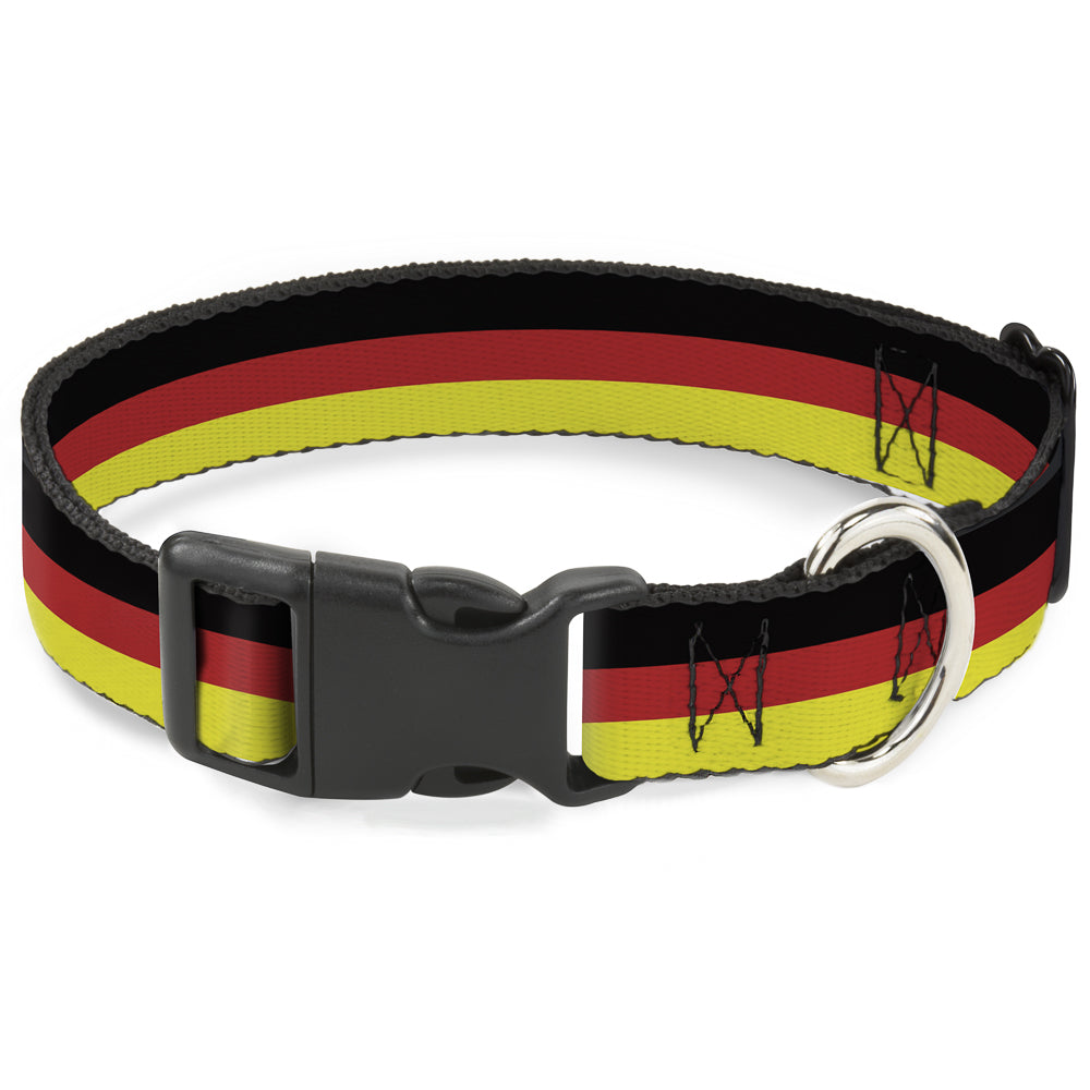 Plastic Clip Collar - Stripes Black/Red/Yellow Plastic Clip Collars Buckle-Down