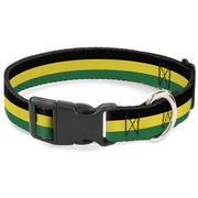 Plastic Clip Collar - Stripes Black/Yellow/Green Plastic Clip Collars Buckle-Down