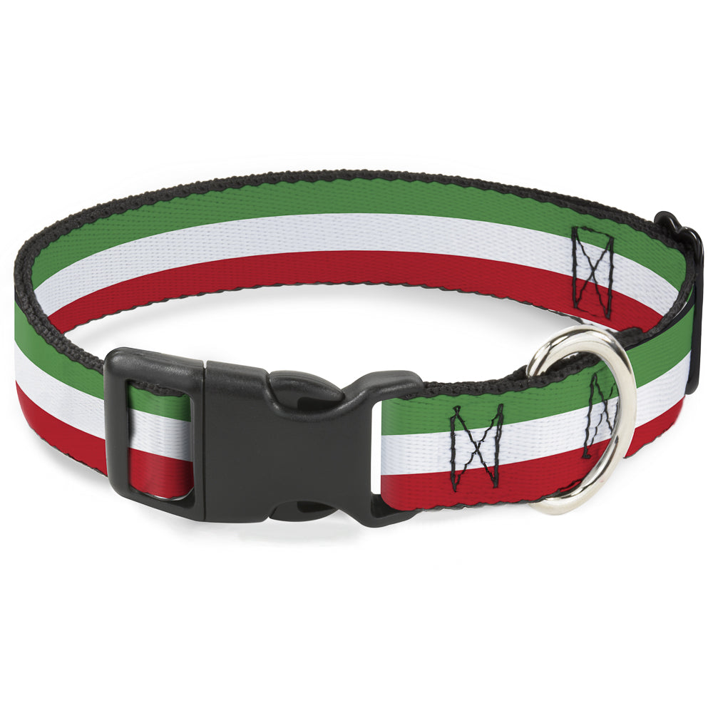 Plastic Clip Collar - Stripes Green/White/Red Plastic Clip Collars Buckle-Down
