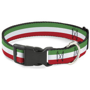 Plastic Clip Collar - Stripes Green/White/Red Plastic Clip Collars Buckle-Down