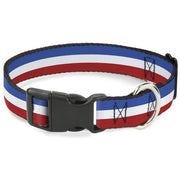 Plastic Clip Collar - Stripes Blue/White/Red Plastic Clip Collars Buckle-Down
