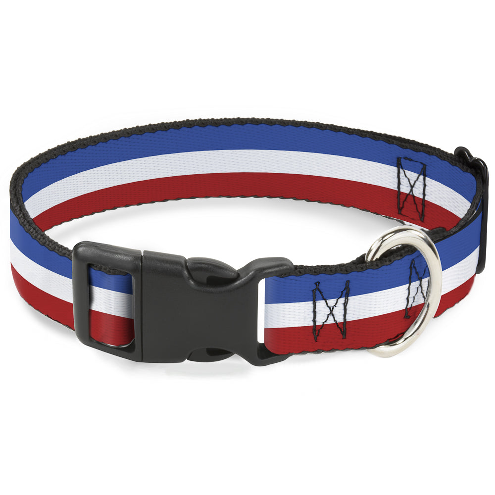 Plastic Clip Collar - Stripes Blue/White/Red Plastic Clip Collars Buckle-Down