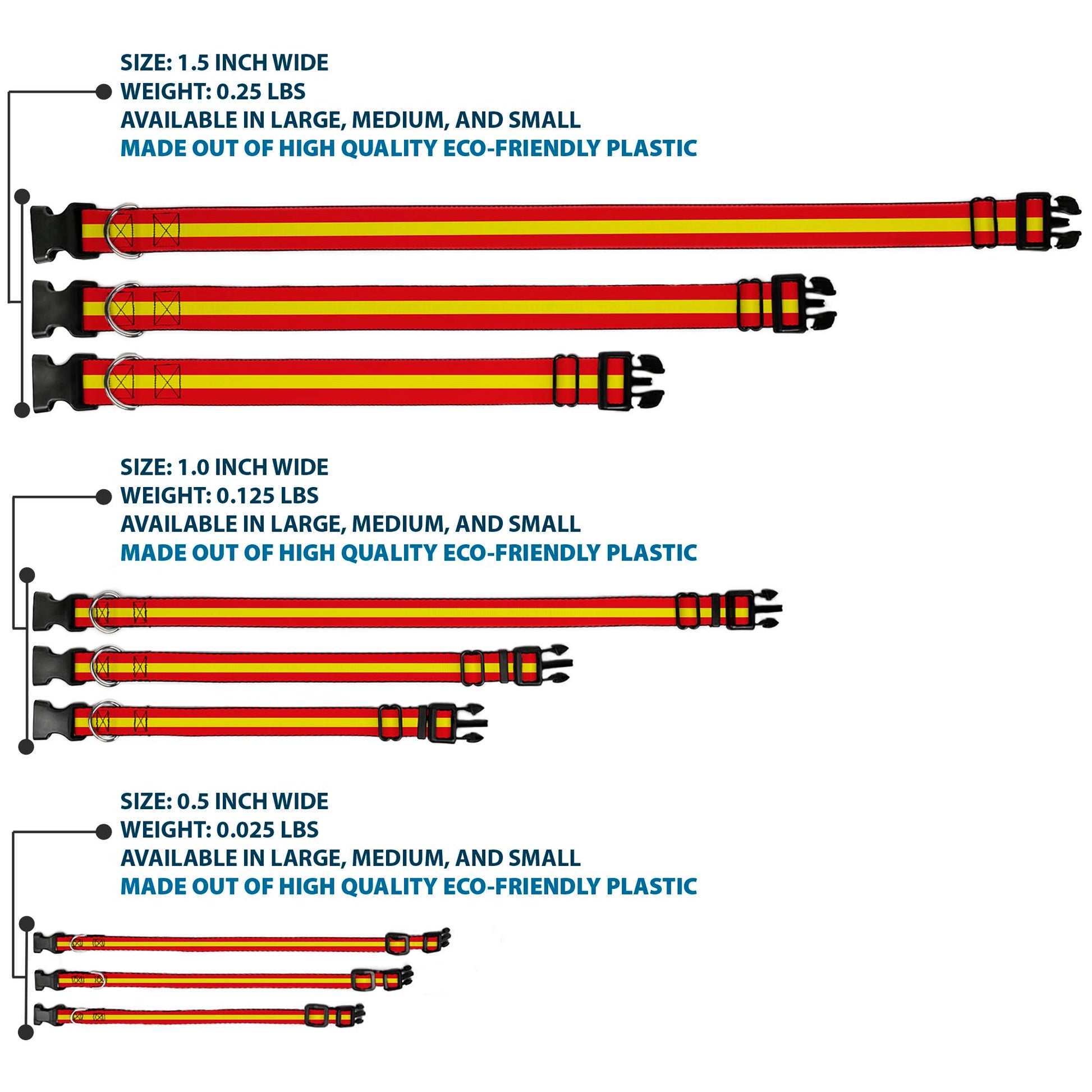 Plastic Clip Collar - Stripes Red/Yellow/Red Plastic Clip Collars Buckle-Down