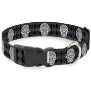 Plastic Clip Collar - Skull Candy Black/Gray/White Plastic Clip Collars Buckle-Down