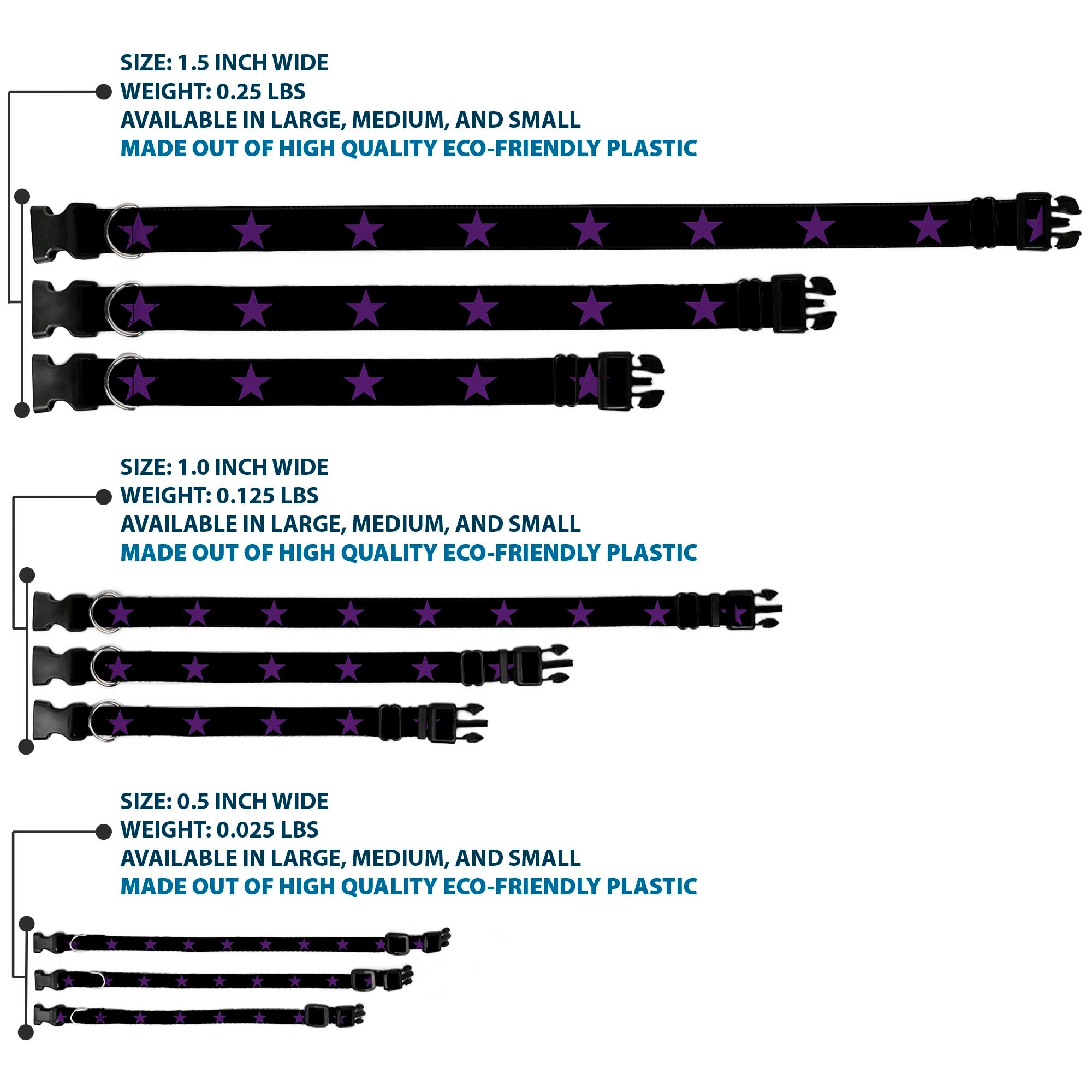 Plastic Clip Collar - Star Black/Purple Plastic Clip Collars Buckle-Down