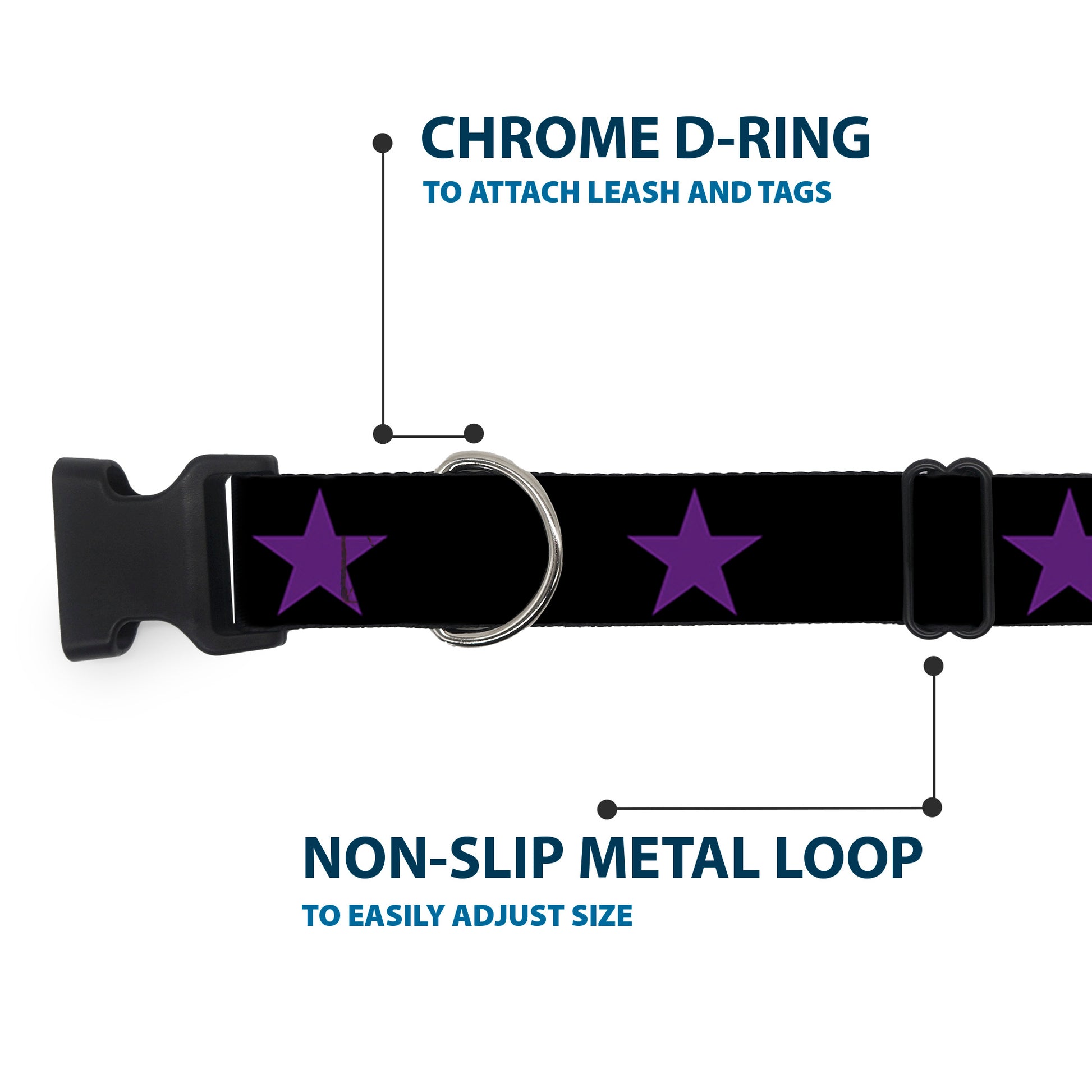 Plastic Clip Collar - Star Black/Purple Plastic Clip Collars Buckle-Down