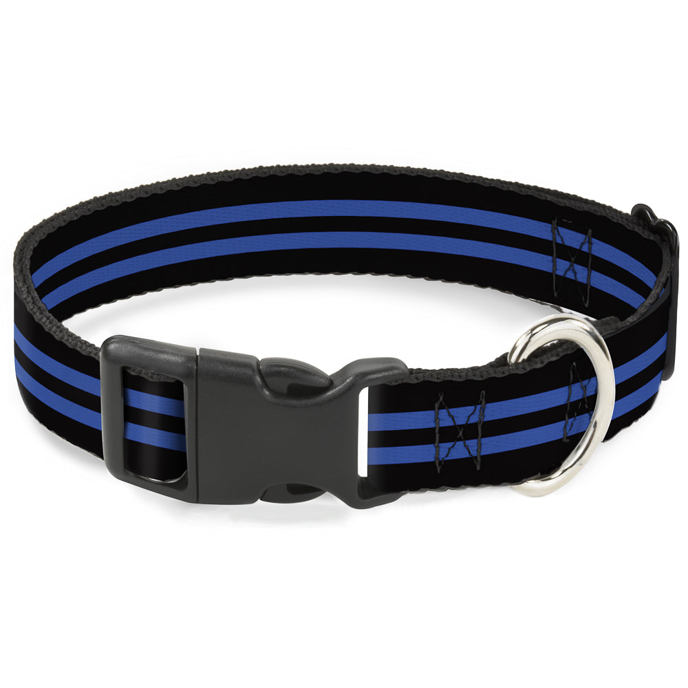Plastic Clip Collar - Stripe Black/Blue Plastic Clip Collars Buckle-Down