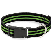 Plastic Clip Collar - Stripe Black/Green Plastic Clip Collars Buckle-Down