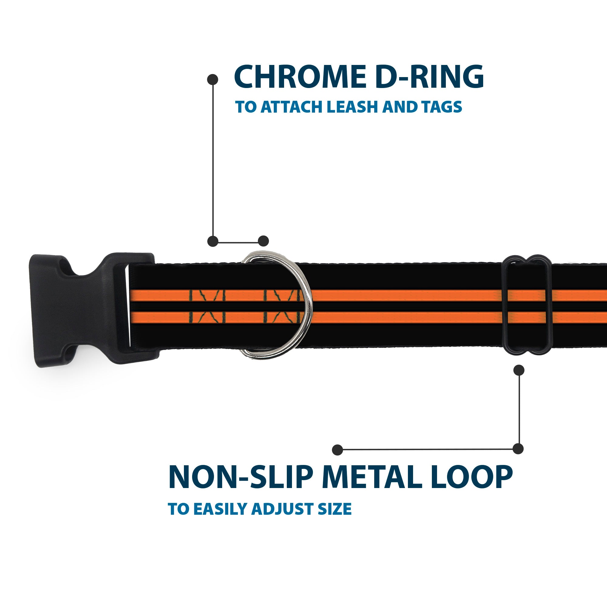 Plastic Clip Collar - Stripe Black/Orange Plastic Clip Collars Buckle-Down
