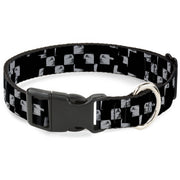 Plastic Clip Collar - Scribble Checker Black/White Plastic Clip Collars Buckle-Down