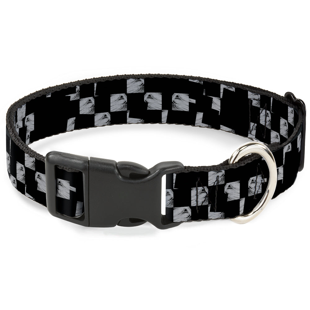 Plastic Clip Collar - Scribble Checker Black/White Plastic Clip Collars Buckle-Down