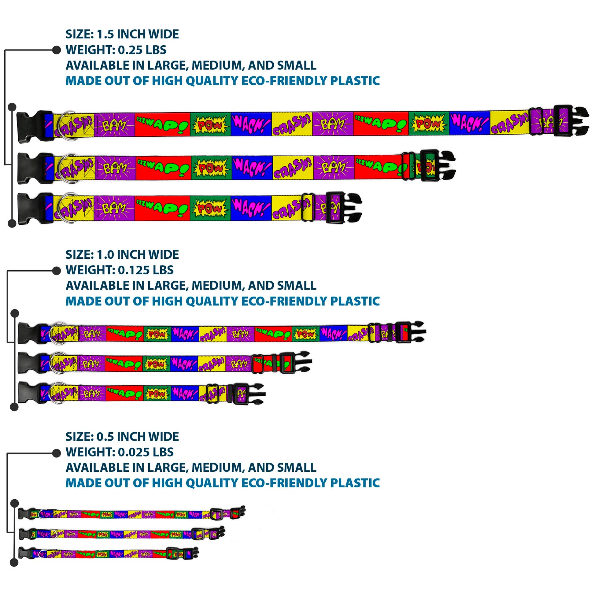 Plastic Clip Collar - Sound Effect Blocks Multi Color Plastic Clip Collars Buckle-Down