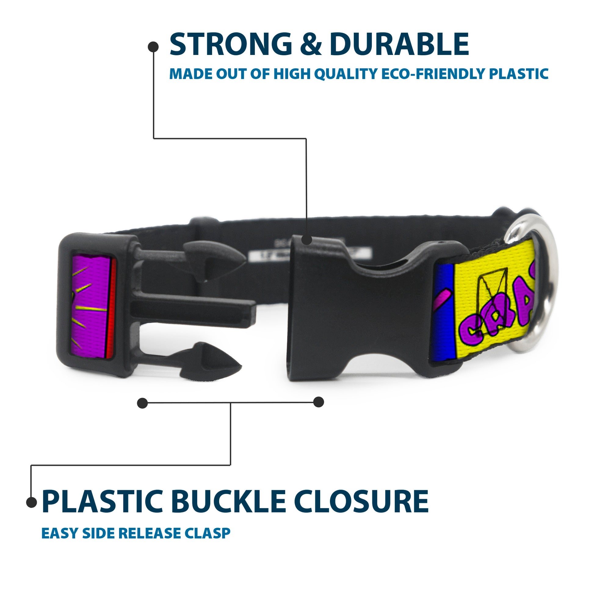 Plastic Clip Collar - Sound Effect Blocks Multi Color Plastic Clip Collars Buckle-Down