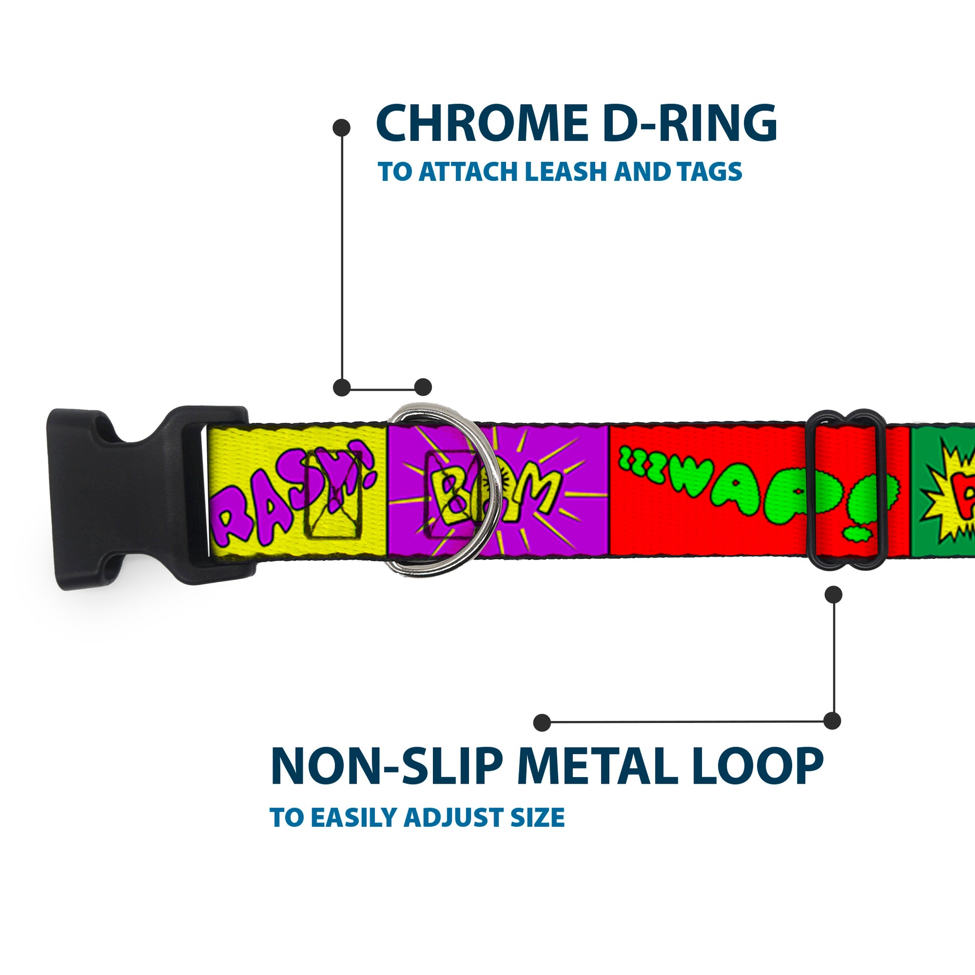 Plastic Clip Collar - Sound Effect Blocks Multi Color Plastic Clip Collars Buckle-Down